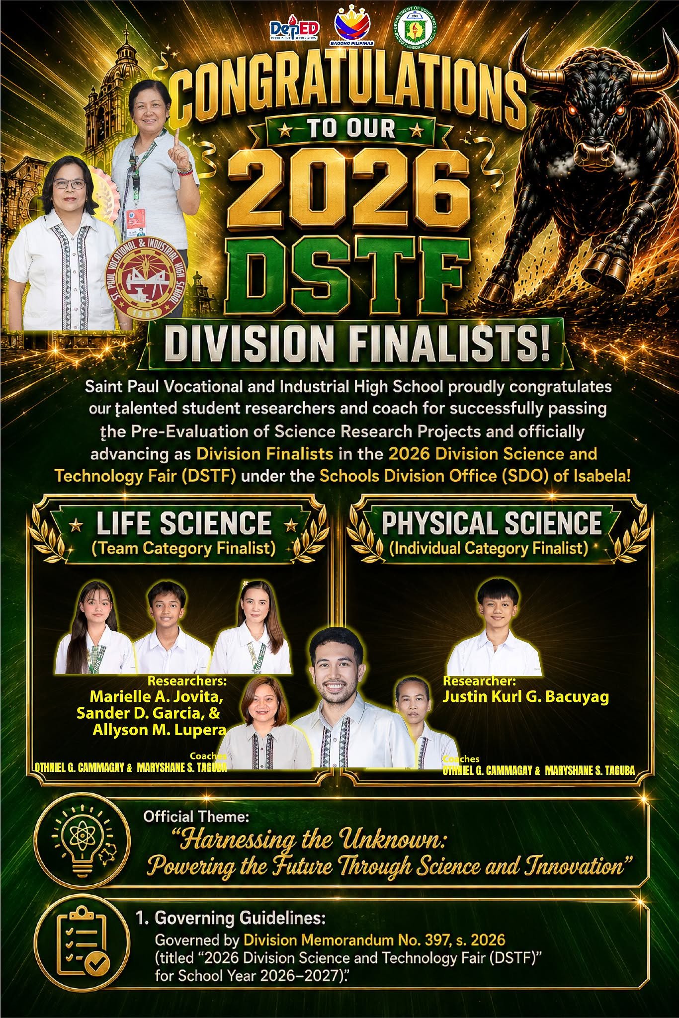 SPVIHS 2026 DSTF Division Finalists